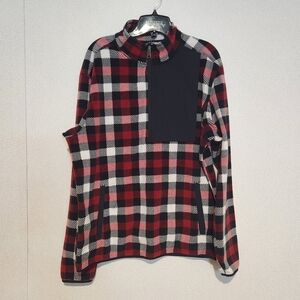 Duluth Trading Company Fleece Plaid Quaterzip Pullover Mens Medium Relaxed Fit